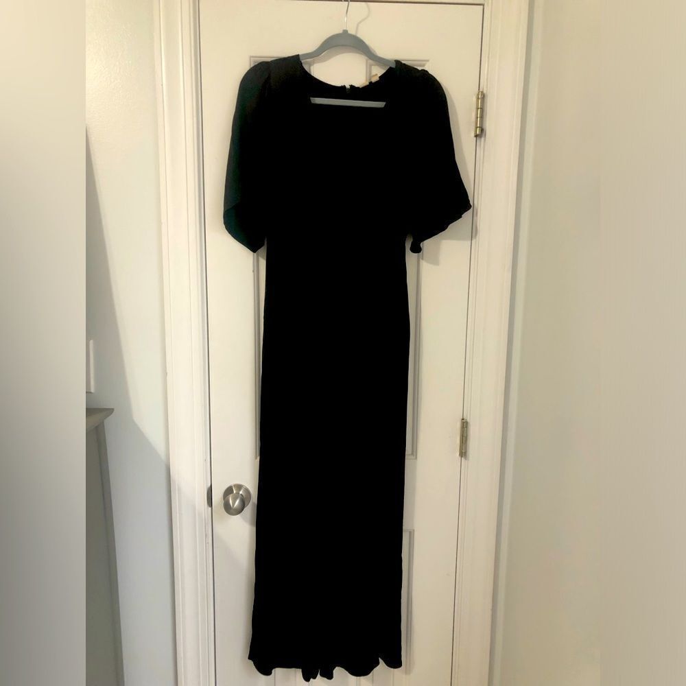 Black silky V-Neck Jumpsuit size Small